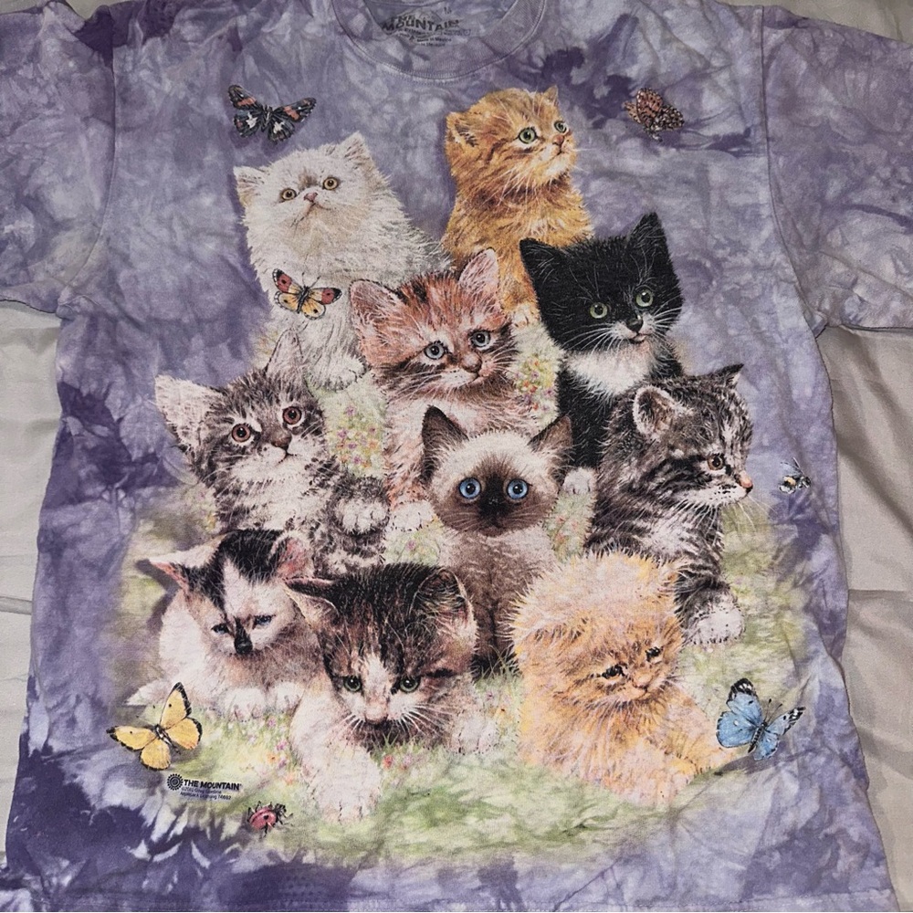 The Mountain Purple Tie Dye Kitten T-Shirt